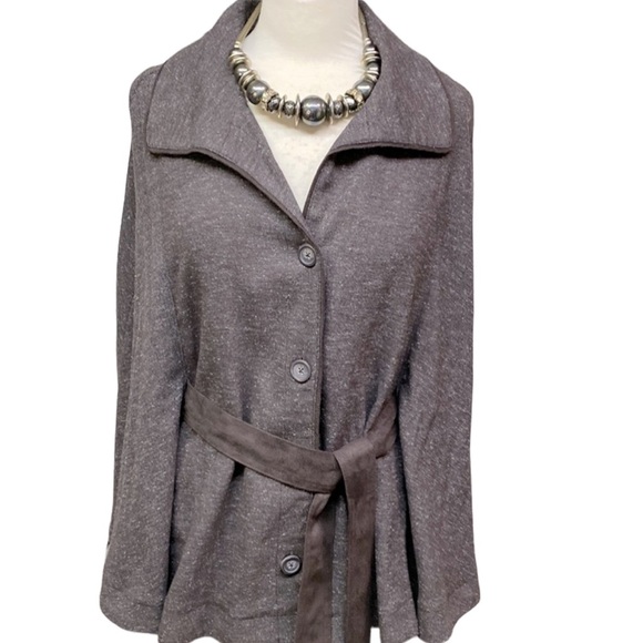 Daisy Fuentes Marled Cape Faux Suede Trim & Belt - Picture 1 of 7